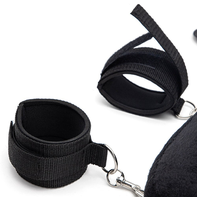 Bed Bondage Straps Set Love Posture Neck Collar Leg Cuffs Handcuffs Plush Sex Pillow