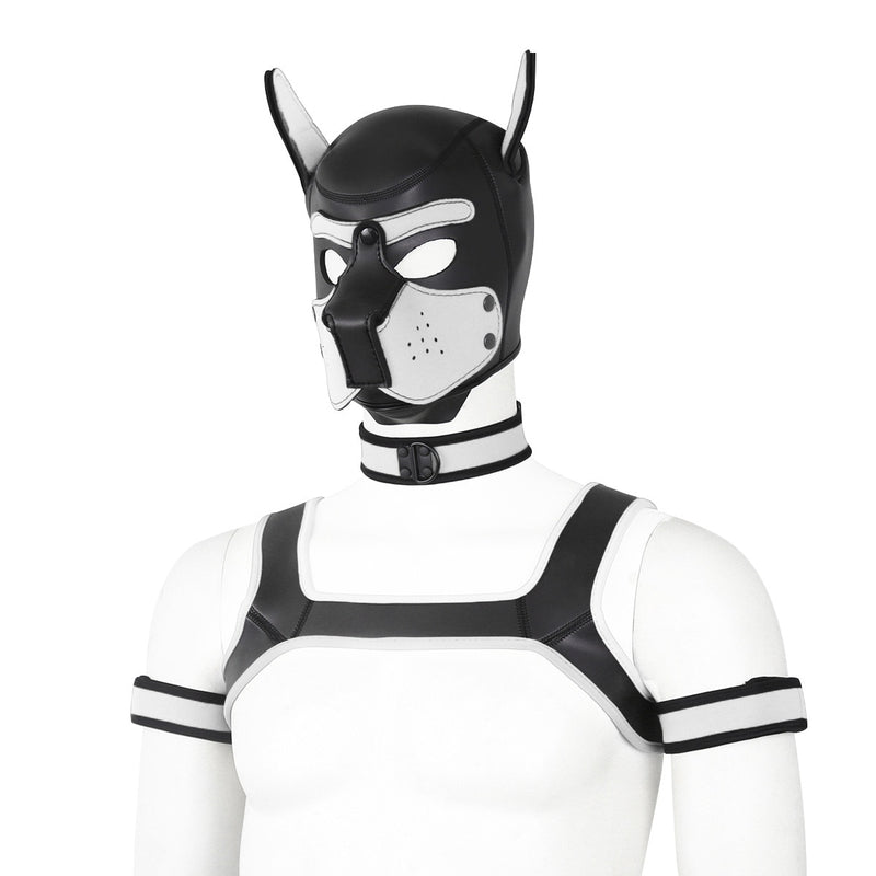 Dog Bondage Set With Restraints Hood Chest Belt Collar Arm Band For Pup Role Play