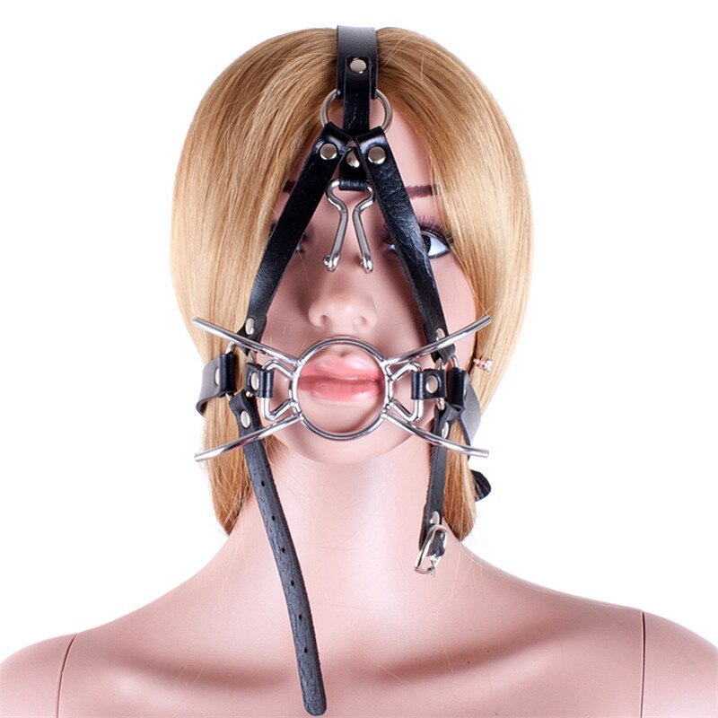 Bdsm Bondage outh Gag with Nose Hook Mask M Spider Shape Metal Ring Gag