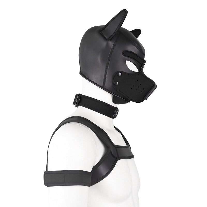 Bondage Hood Chest Belt Arm Band Neck Collar Dog Roleplay Fantasy Harness Club Costume