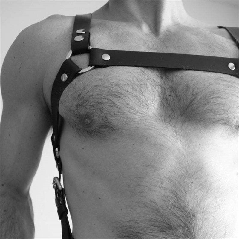 Fetish Men Leather Chest Harness Suspenders Bondage Body Shoulder Harness Belts Strap